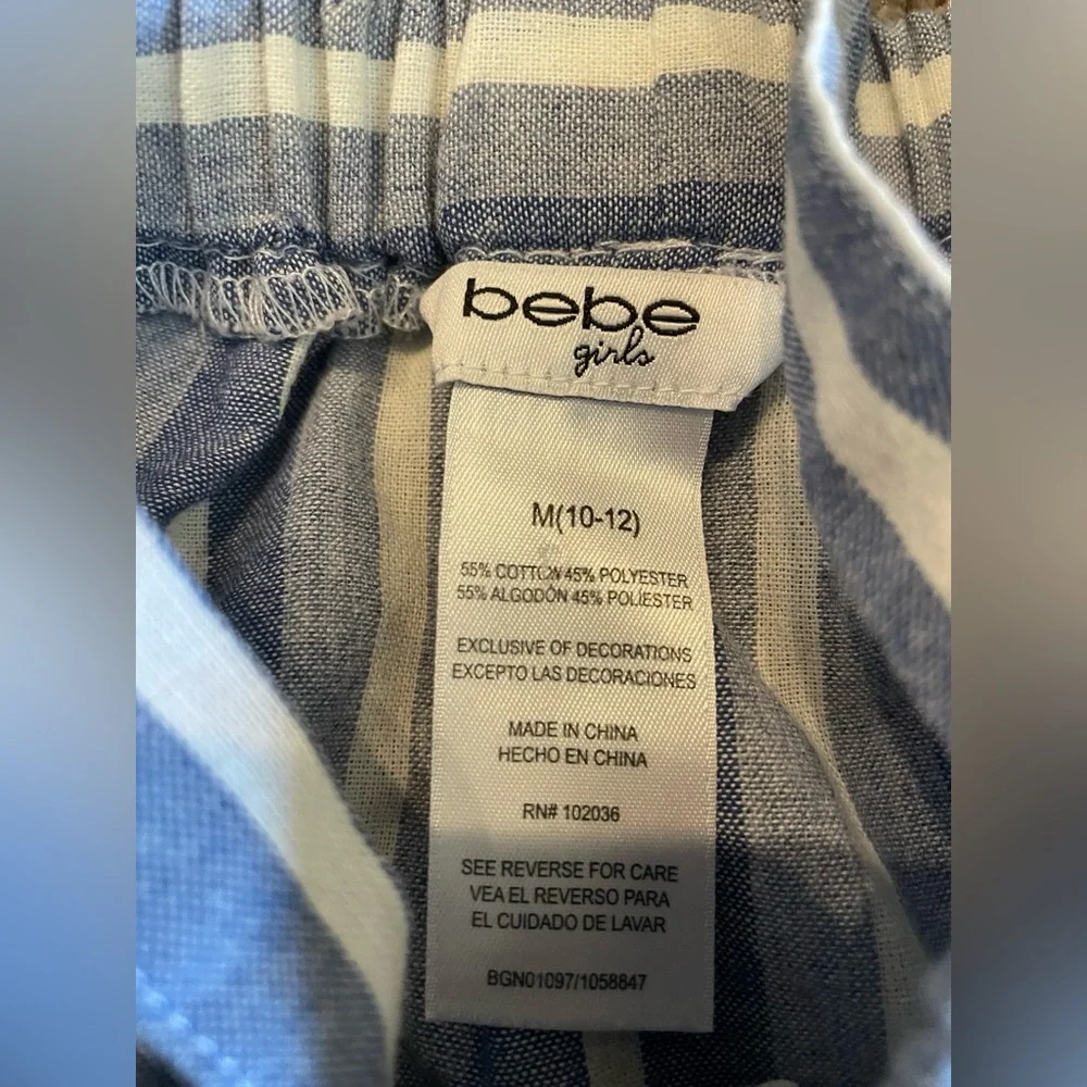 Bebe girls striped pantsuit girls M
